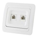 Розетка компьютерная RJ-45 + ТФ (RJ-11) белая Валдай TDM (10)