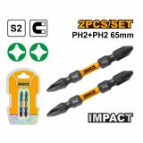 Бита PH2*PH2  65мм 2 шт ударная INGCO SDBIM72PH265 INDUSTRIAL