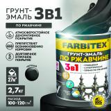 Грунт-эмаль по ржавчине 3в1 черный  2,7кг Фарбитекс (6)