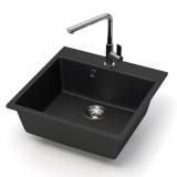 Мойка кухонная гранитная 42/Q4 черная (квадрат) Карельский камень 500х500х175мм