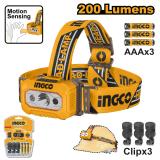 Фонарь налобный 200 Лм INGCO HHL013AAA8 INDUSTRIAL