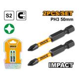 Бита PH3 50мм ударная 2 шт INGCO SDBIM71PH350 INDUSTRIAL