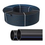 Труба ПНД  32х2,0мм SDR17 HDPE100 PN10 (10атм) Питьевая черная с синей полосой (бухта 100 м) Jakko