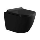 Унитаз подвесной Knois KN101000B черный, душевой слив, микролифт 53,3*36,5*35,5 см (без инсталляции)