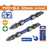 Бита PH2+SL6 65 мм ударная 2 шт WADFOW WSV3K63