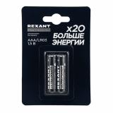 Батарейка AAA Мизинчиковая 1,5V LR03 алкалиновая ультра блистер 2 шт. REXANT
