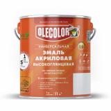Эмаль акр.высокоглянц. универсальная белая 0,9кг метал. тара (8)  OLECOLOR