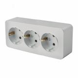 Розетка 3-местная с/з открытой установки 250В 16А IP20 