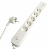 Фильтр сетевой 5-местный с/з 3x1мм 1,8м 250В 16А 2 USB-A+2 Type-C серия Nova белый STEKKER (30)