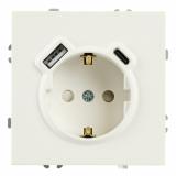 Розетка 1-местная (механизм) soft touch 250В 20А з/ш с/з 16А+USB+TypeC Эмилли белый STEKKER (50)