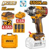 Гайковерт INGCO CIWLI2055  бесщеточный ударный Li-ion 20.0B, 2АКБ 4.0Ач, 550/700 Нм  INDUSTRIAL