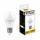 Лампа светодиодная E27 10 Вт 2700K A60 груша 800 лм FERON (10/100)