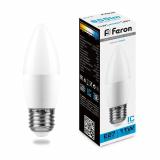 Лампа светодиодная E27 11 Вт 6400K C37 свеча 955 лм FERON (10/100)