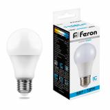 Лампа светодиодная E27 12 Вт 6400K A60 груша 1100 лм FERON (10/100)