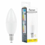 Лампа светодиодная E14 15 Вт 2700K C37 свеча 1130 лм FERON (10/100)