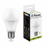 Лампа светодиодная E27 15 Вт 4000K A60 груша 1350 лм FERON (10/100)