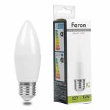 Лампа светодиодная E27 15 Вт 4000K C37 свеча 1350 лм FERON (10/100)