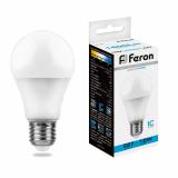 Лампа светодиодная E27 15 Вт 6400K A60 груша 1400 лм FERON (10/100)