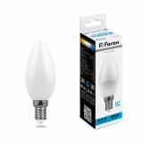 Лампа светодиодная E14  9 Вт 6400K C37 свеча 840 лм FERON (10/100)