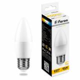 Лампа светодиодная E27  9 Вт 2700K C37 свеча 800 лм FERON (10/100)