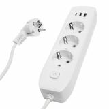 Удлинитель  3 гнезда 1,8м c/з 3x1 мм2 250В 10А 2USB+1Type-C 2,4А серия Home белый STEKKER (70)