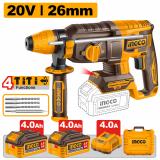 Аккумуляторный перфоратор 20В 2.5 Дж, б/щ INGCO CRHLI262085 INDUSTRIAL